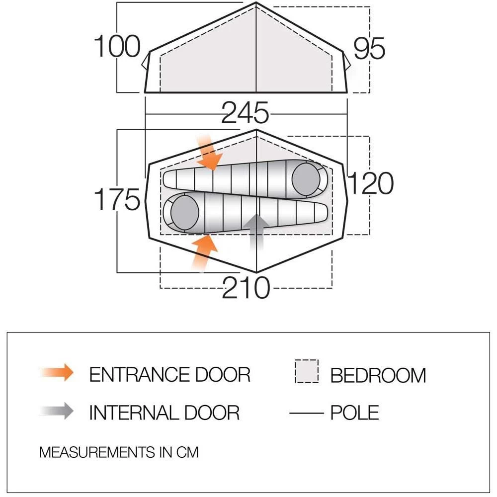 Vango F 10 Helium UL 2 Lichtgewicht Tunneltent 2 Vango F 10 Helium UL 2 Lichtgewicht Tunneltent - Afbeelding 2